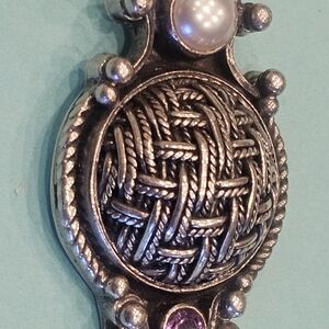 Elegant Silver and Pearl Pendant Bold Statement Jewelry